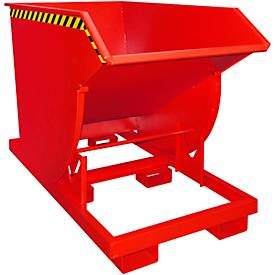 Bauer, Bauer® Kippbehälter mit Abrollmechanik Premium, tiefe Bauform, lackiert, ohne Deckel, Volumen 1 m³, RAL 3000 feuerrot