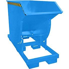 Bauer, Bauer® Kippbehälter mit Abrollmechanik Premium, tiefe Bauform, lackiert, ohne Deckel, Volumen 0,75 m³, RAL 5012 lichtblau