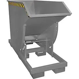 Bauer® Kippbehälter mit Abrollmechanik Premium, tiefe Bauform, lackiert, ohne Deckel, Volumen 0,75 m³, RAL 7005 mausgrau