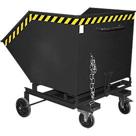 Bauer, Bauer® Kastenwagen kippbar, mit Fahrwerk + Gabeltaschen, Volumen 1 m³, RAL 7021 schwarzgrau