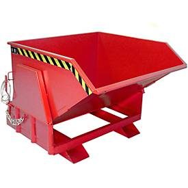 Bauer® Kippbehälter mit Abrollmechanik Premium, breite Bauform, lackiert, ohne Deckel, Volumen 1 m³, RAL 3000 feuerrot