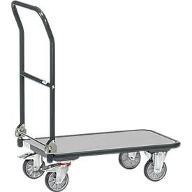 Klappwagen, Stahl/Holz, bis 250 kg, 900 x 600 mm, TPE-Bereifung, anthrazitgrau