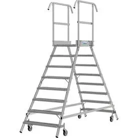 KRAUSE, KRAUSE® STABILO fahrbare Podestleiter, beidseitig begehbar, Profilrost R13, 2 x 8 Stufen