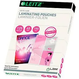 Leitz, LEITZ Laminiertasche A5 33807 glanz, 125my 100 Stk
