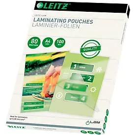 Leitz, LEITZ Laminiertasche A4 33818 glanz, 80my 100 Stk