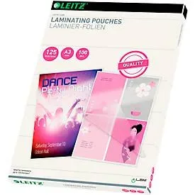 Leitz, LEITZ Laminiertasche A3 33950 glanz, 125my 100 Stk
