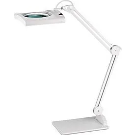 Jungheinrich PROFISHOP, LED-Lupenleuchte Glaslinse 190,5mm (7,5?) Standfuss weiss Abdeck., eckiger Kopf