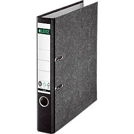 Leitz, Leitz 180° Ordner A4 52 mm Schwarz 2 Ringe 1050 Pappkarton Wolkenmarmor Hochformat