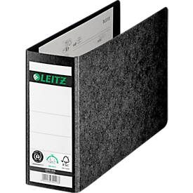 Leitz, Leitz 180° Ordner A5 80 mm Schwarz 2 Ringe 1076 Hartpappe Wolkenmarmor Querformat