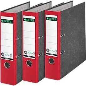 Leitz, Leitz 180° Ordner A4 82 mm Rot 2 Ringe 1080 Pappkarton Wolkenmarmor Hochformat