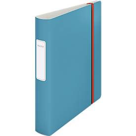 Leitz, Leitz® Ordner 180° Active Cosy, A4, Rückenbreite 82 mm, 180°-Hebelmechanik, geklebtes Rückenschild & Gummiband, blau