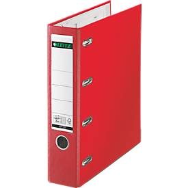 Leitz, Leitz Doppelordner A4 80 mm Rot 4 Ringe 1012 PP (Polypropylen) Glatt Hochformat