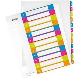 Leitz, LEITZ Register WOW PP A4 Maxi 12440000 12-teilig, 1-12, bedruckbar
