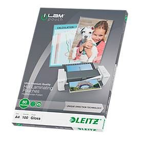 Leitz, LEITZ Laminiertasche A4 74780000 glanz, 80my 100 Stk
