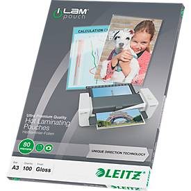 Leitz, LEITZ Laminiertasche A3 74850000 glanz, 80my 100 Stk