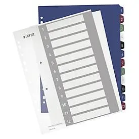 Leitz, LEITZ Register PC-beschriftbar A4+ 12380000 Style, 1-12 multicolor