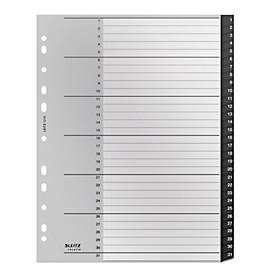 Leitz, Leitz Recycle Register 1218 DIN A4 Maxi CO2 Neutral Schwarz 31-teilig 11 Löcher 90% Recycelter Kunststoff 1 bis 31