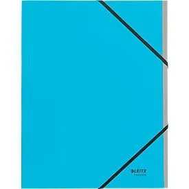 Leitz, Leitz® Sammelmappe Recycle, A4, 6 Fächer mit Blanko-Taben, Inhaltsverzeichnis, Gummibandverschluss, 100 % recycelbar, Karton, blau
