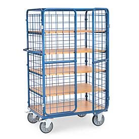 FETRA, fetra® Schrankwagen, TK 600 kg, Gitterwände, mit Doppelflügeltür, 5 Etagen à 1.000 x 700 mm