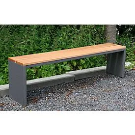 Parkbank, Edelstahl/Garapaholz, witterungsbeständig, B 2000 x T  300 x H 400 mm, moonstone-grau