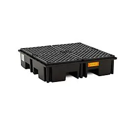 undefined, PE-Palettenauffangwanne CEMO 220/4 für 1 Industriepalette, L 1230 x B 1230 x H 290 mm, 220 l, für 4 x 200 l Fässer, PE-Gitterrost