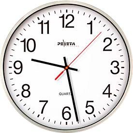 Peweta, PEWETA Quarz-Wanduhr Typ 130, Ø 250 mm, mattsilber