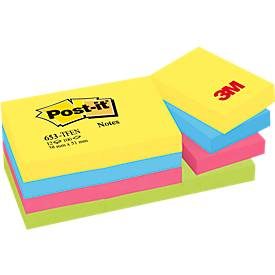 Post-it, POST-IT Notes Energetic 51x38mm 653-TFEN 4-farbig 12x100 Blatt