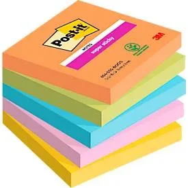 Post-it, POST-IT Super Sticky Boost 76x76mm 654-5SS-BOOS 5-farbig 5x90 Blatt