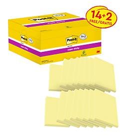 Post-it, Post-it Super Sticky Notes Haftnotizen 127 x 76 mm Gelb 90 Blatt Vorteilspack 14 Blöcke + 2 GRATIS