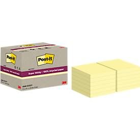 Post-it, POST-IT SuperSticky Notes 76x76mm 654 RSS12CY Recycling,gelb 12x70 Blatt
