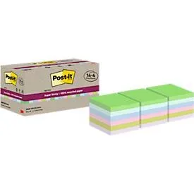 Post-it, POST-IT SuperSticky Notes 76x76mm 654 RSSCOL 14+4F Recycling,assort. 18x70 Blatt
