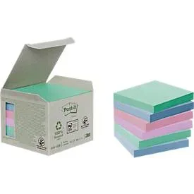 Post-it, POST-IT Haftnotizen Recycling 76x76mm 654-1GB rainbow 6x100 Blatt