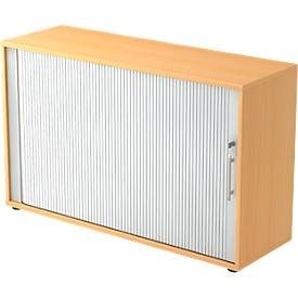 Hammerbacher, Hammerbacher Rollladenschrank Matrix Buche, Silber 1.200 x 400 x 748 mm