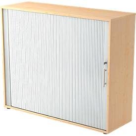Hammerbacher, Hammerbacher Rollladenschrank Matrix Ahorn, Silber 1.200 x 400 x 1.100 mm mit Aufbau