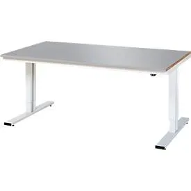RAU, RAU elektrisch höhenverstellbarer Werktisch Serie adlatus 300, HxBxT 720-1.120 x 2.000 x 1.000 mm, Edelstahlblech-Belag Arbeitsplatte