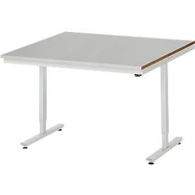 RAU, RAU elektrisch höhenverstellbarer Werktisch Serie adlatus 150, HxBxT 720-1.120 x 1.250 x 1.000 mm, Arbeitsplatte Edelstahlblech-Belag