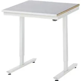 RAU elektrisch höhenverstellbarer Werktisch Serie adlatus 150, HxBxT 720-1.120 x 750 x 800 mm, Arbeitsplatte Stahlblech-Belag