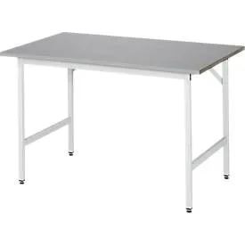RAU, RAU höhenverstellbarer Werktisch Serie JERRY, HxBxT 800-850 x 1.250 x 800 mm, Arbeitsplatte Edelstahlblech-Belag