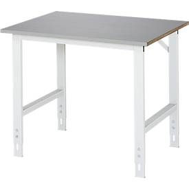 RAU, RAU höhenverstellbarer Werktisch Serie TOM, HxBxT 760-1.080 x 1.000 x 800 mm, Arbeitsplatte Edelstahlblech-Belag