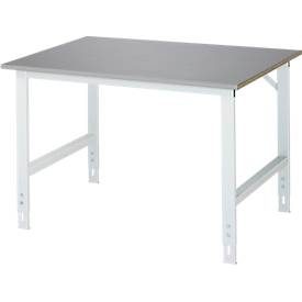 RAU höhenverstellbarer Werktisch Serie TOM, HxBxT 760-1.080 x 1.250 x 1.000 mm, Arbeitsplatte Edelstahlblech-Belag