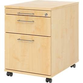 LIVIQUE, Rollcontainer Office Braun/Silber Holz/Metall 42.8 cm 59 cm 58 cm - Farbe: Ahorn - Material: Holzwerkstoff - Rollcontainer