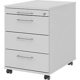LIVIQUE, Rollcontainer Office Grau Holz 42.8 cm 59 cm 58 cm - Farbe: grau/Aluminium gebürstet - Material: Holzwerkstoff - Rollcontainer