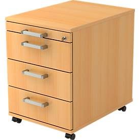 Hammerbacher, Hammerbacher Rollcontainer 58cm, 3Schübe, Schloss CE Buche