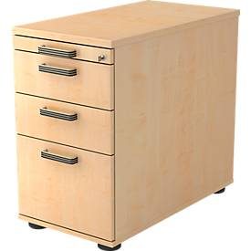 LIVIQUE, Standcontainer Office Braun/Silber Holz 42.8 cm 76 cm 80 cm - Farbe: Ahorn/Aluminium gebürstet - Material: Holzwerkstoff - Standcontainer
