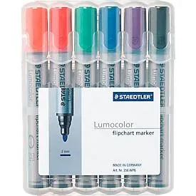 STAEDTLER, STAEDTLER Flipchart Marker 356 WP6 Rundspitze 2 mm Farbig sortiert 6 Stück