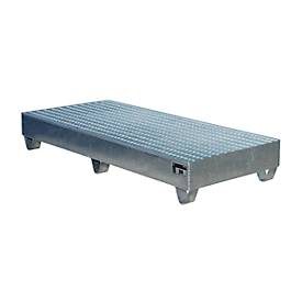 Bauer, Bauer® Auffangwanne aus Stahl, Unterfahrhöhe 100 mm, HxBxT 275 x 1.800 x 800 mm, inkl. Gitterrost, 3x 200 l, feuerverzinkt
