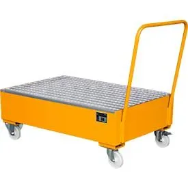 Stahl-Auffangwanne mit Rollen+Griff, 1200 x 800 mm, orange RAL 2000