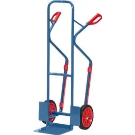 FETRA, fetra® Stapelkarre, Tragkraft 300 kg, Schaufel BxT 320 x 250 mm, mit Gleitkufen, Vollgummi-Bereifung, brillantblau
