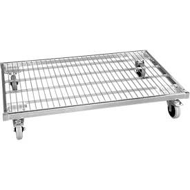 rolltainer®, Metall-Rollplatte, blau verzinkt, BxT 800 x 1.200 mm, Rollen-Ø 125 mm