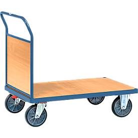 FETRA, fetra® Plattformwagen, mit Holz-Stirnwand, Ladefläche BxT 500 x 850 mm, mit Zentralbremse